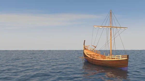 Barco de madera en el océano — Foto de Stock