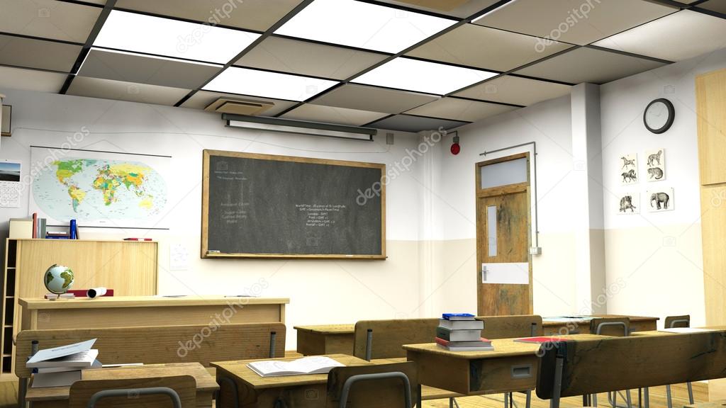 Empty classroom interior