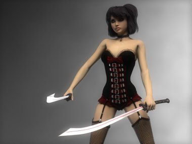 Korse kılıçlı Gotik kız