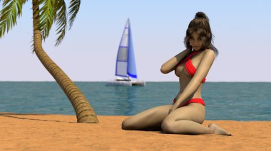 tropik sahilde erotik kız