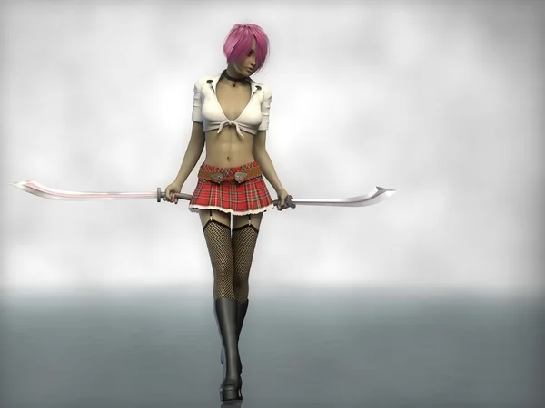 Chica sexy con espadas — Foto de Stock