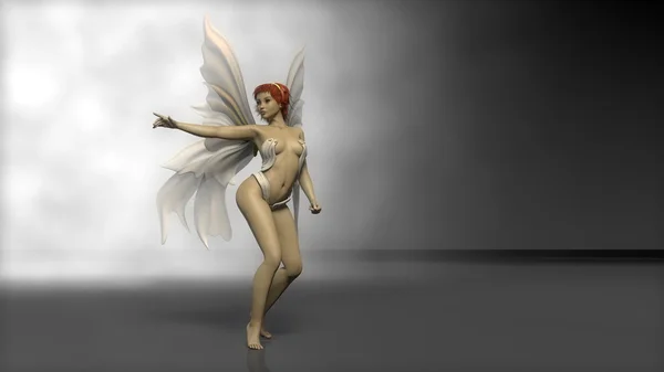 Baśniowy dziewczynka z białymi skrzydłami — Zdjęcie stockowe