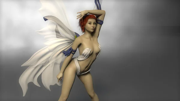 Víla dívka s bílými křídly — Stock fotografie