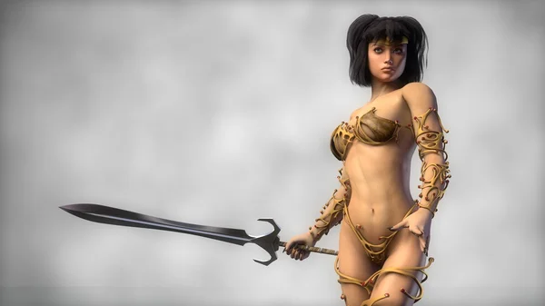 Fantasy asian warrior girl — Stock Photo, Image