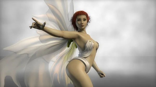 Fairy meisje met witte vleugels — Stockfoto
