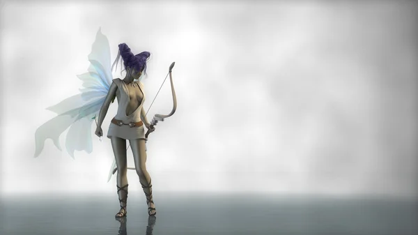 Fairy archer with purple hair — Stock Photo, Image