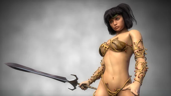 Fantasy asian warrior girl — Stock Photo, Image