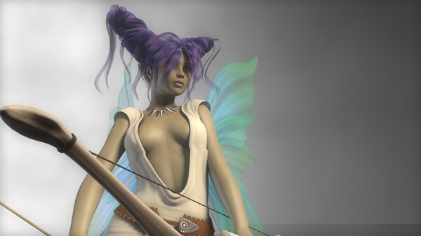 Fairy archer with purple hair