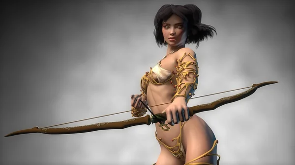 Asian archer girl — Stock Photo, Image