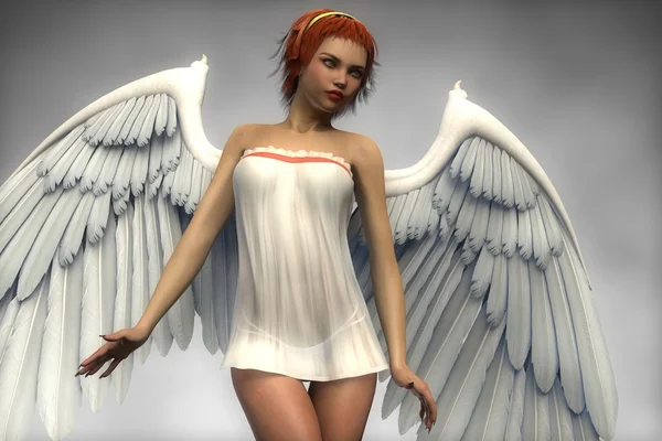 Female white angel with wings — Stock Photo, Image