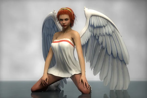 Female white angel with wings — Stock Photo, Image