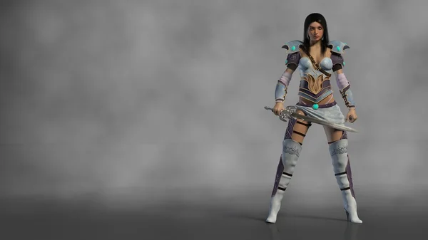Kriegerin Mädchen mit dem Schwert — Stockfoto