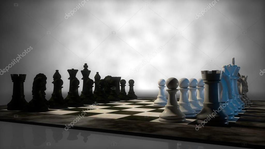 Marble chess on chessboard