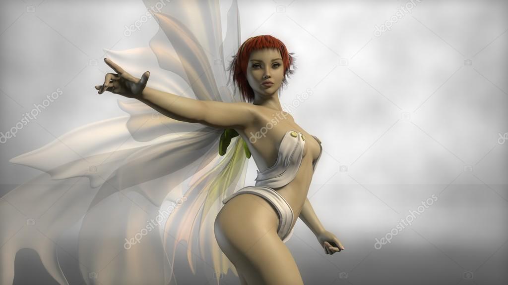 Fairy girl with white wings
