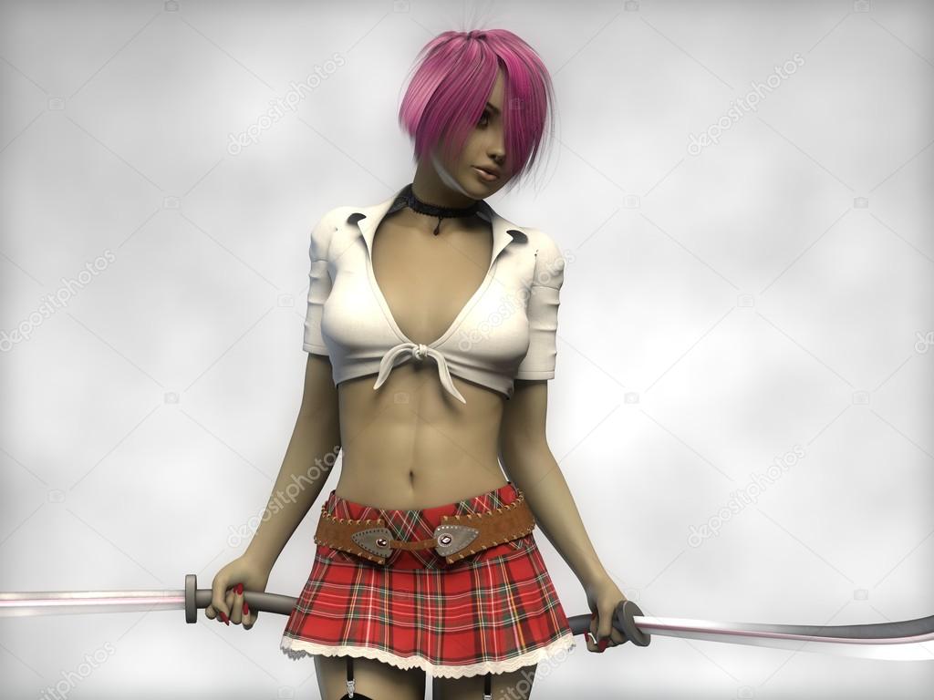 sexy girl with swords