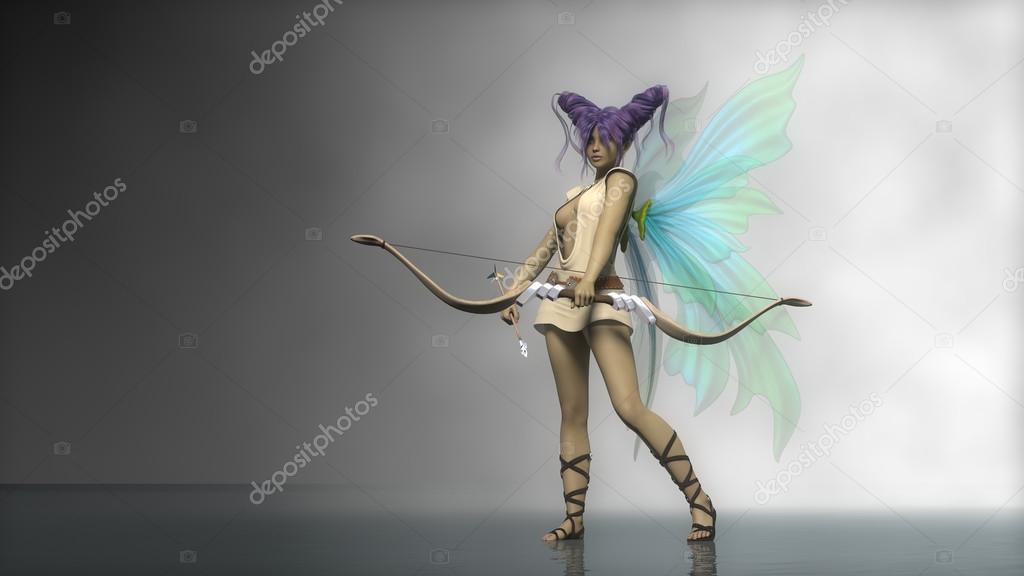 Fairy archer with purple hair