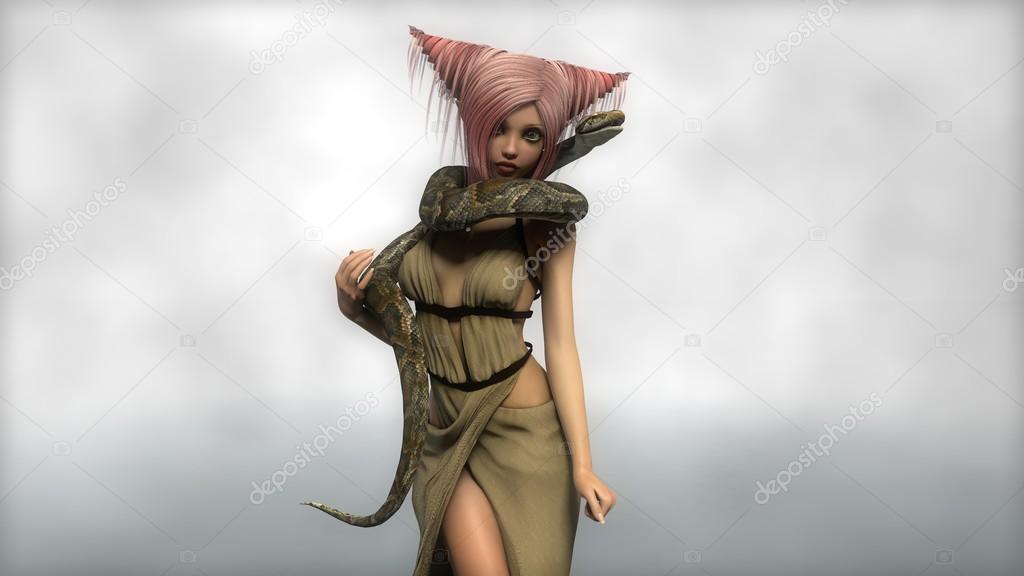 elf girl with python