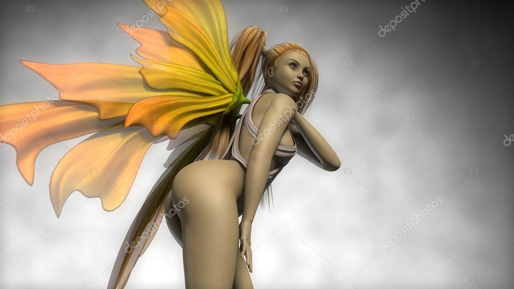 Fairy girl with orange wings