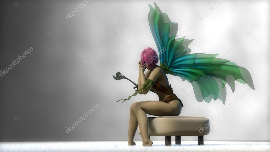 fairy with green wings