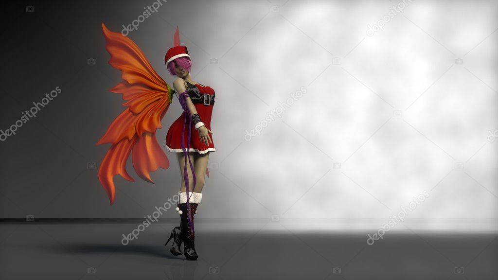santa fairy with red wings