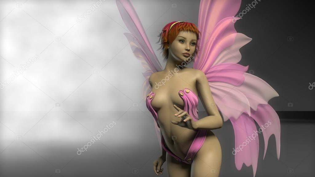 Fairy girl with pink wings
