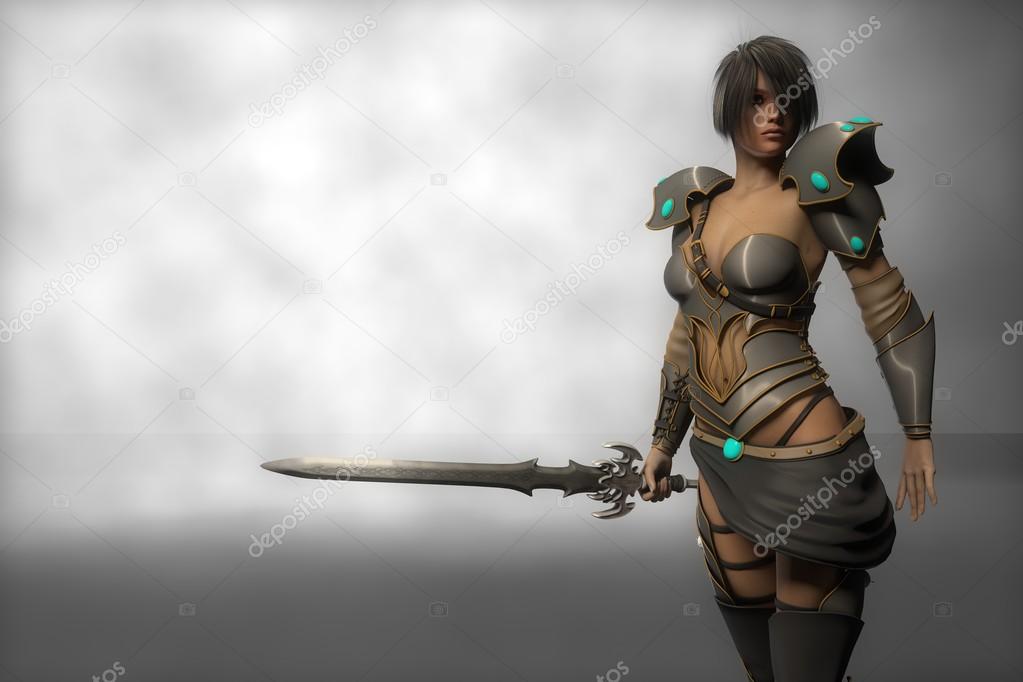 warrior princess in heavy armor