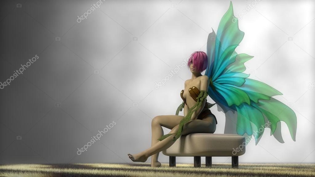 fairy with green wings