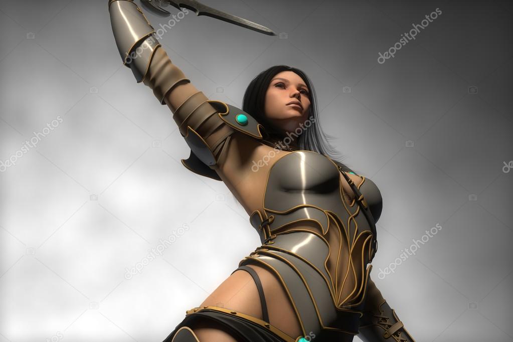 warrior princess in heavy armor