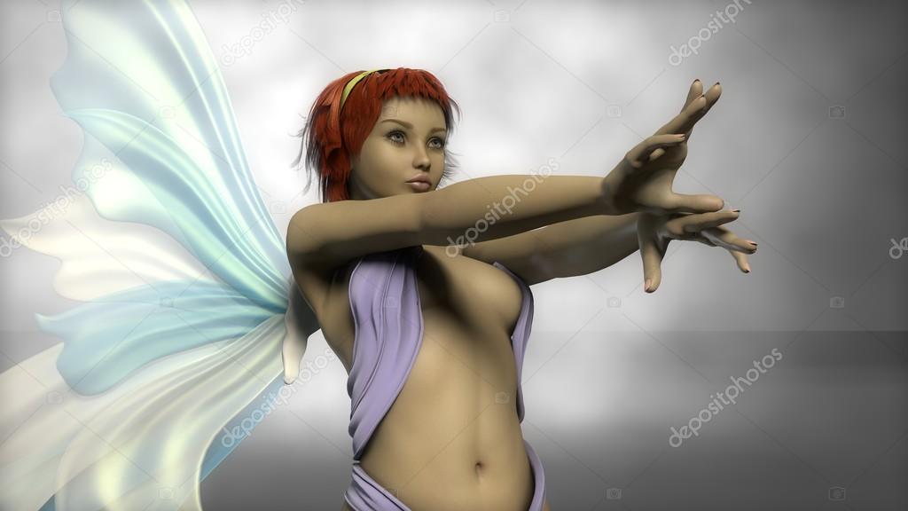Fairy girl with blue wings
