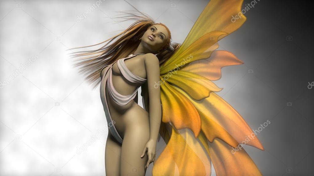Fairy girl with orange wings
