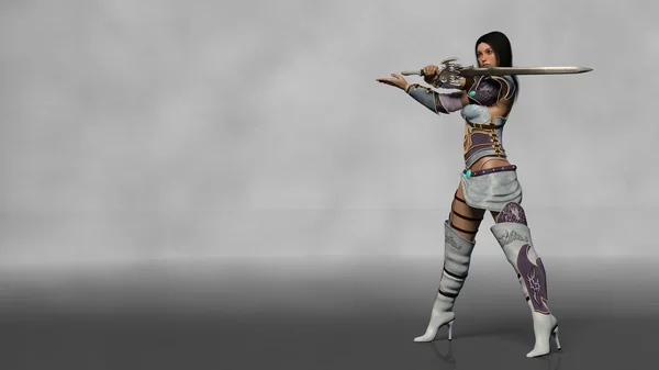 Warrior meisje met het zwaard — Stockfoto