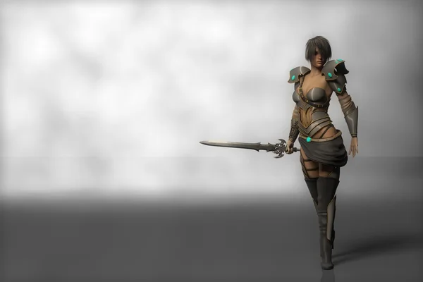 Warrior princess in heavy armor — Stock Photo, Image