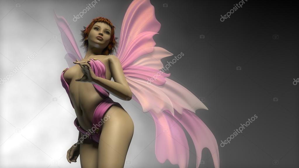 Fairy girl with pink wings