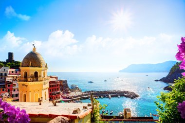 art Romantic Seascape in Five lands, Vernazza, Cinque Terre, Lig clipart