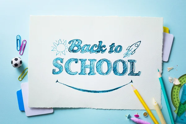 Kunst Welkom terug op School Banner; School Supplies Tumblr — Stockfoto