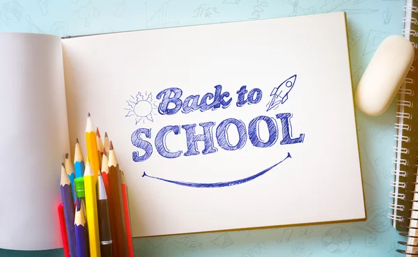 Art welcome Back To School Banner; School Supplies Tumblr — Stock Photo, Image