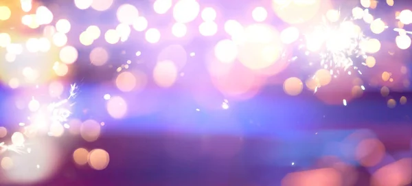 Святкова Ілюмінація Блискавки Різдвяна Гірлянда Боке Запалює Над Синім Тлом — стокове фото