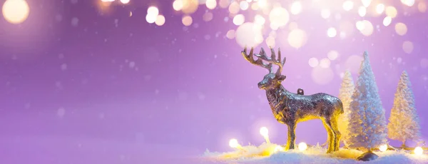 クリスマスバナーの背景休日の装飾とボケの光 — ストック写真