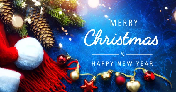 Art Merry Christmas Happy New Year Greeting Card Background — 스톡 사진