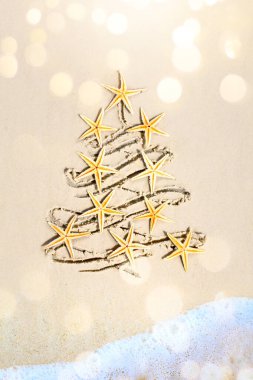 sanat tropikal Noel ağacı afişi