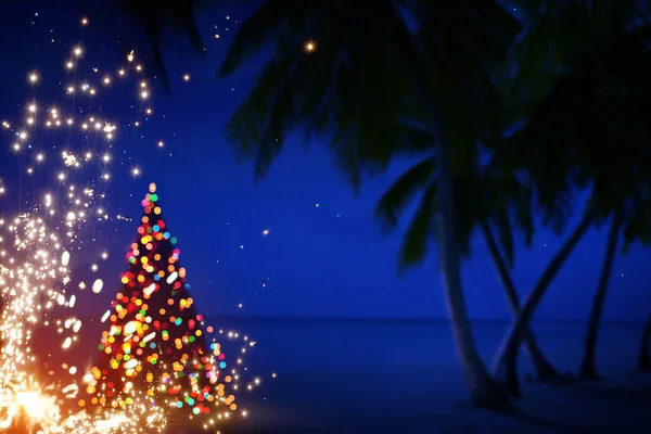 Art Christmas in Hawaii with Palm Trees and Stars