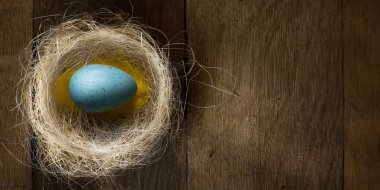 Sanat Paskalya yumurtaları yuvaya rustik ahşap tablo