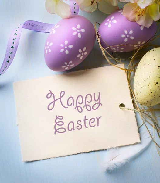 Art Easter eggs on wooden background — Stock Photo, Image
