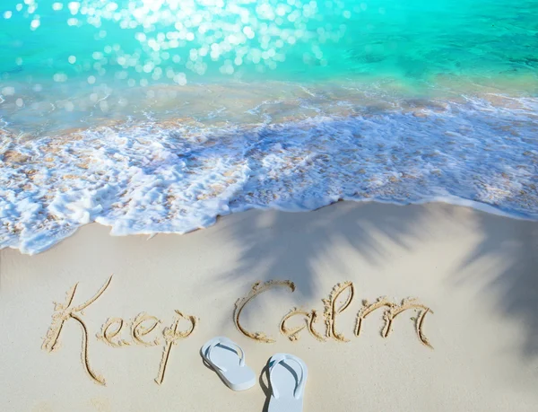 Art Concept d'été de plage de sable, Gardez calme motivation — Photo