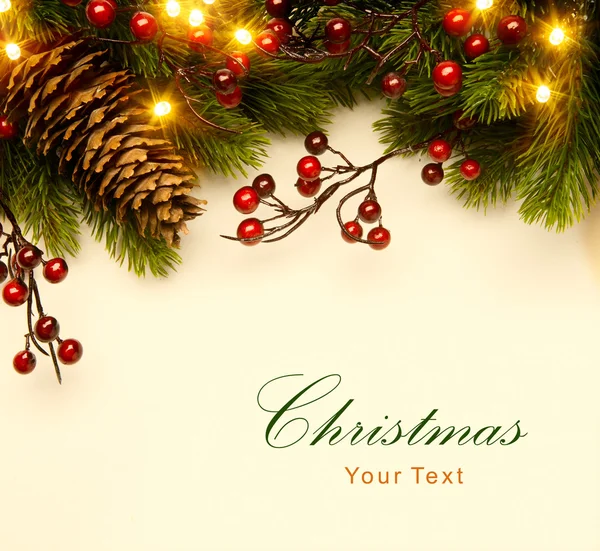 Konst Christmas tree light; Jul bakgrund med Fir gren — Stockfoto