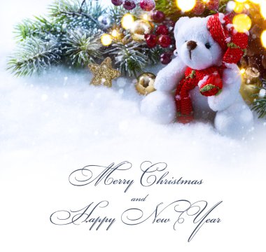 Sanat bir festival süsleme ve köknar ağacı Noel arka plan