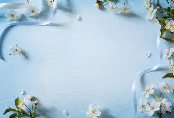 Arte Primavera flores fondo con flor blanca —  Fotos de Stock