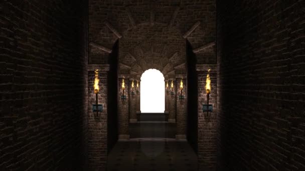 Medieval arches corridor — Stock Video