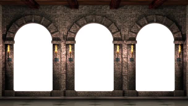 Arches avec des torches brillantes 