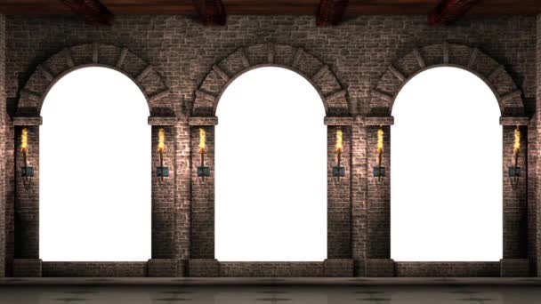 Arches with shining torches — Stock Video